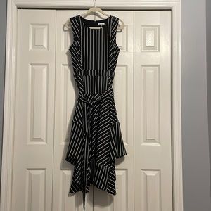 Calvin Klein Black White Handkerchief Hemline Dress Size 12